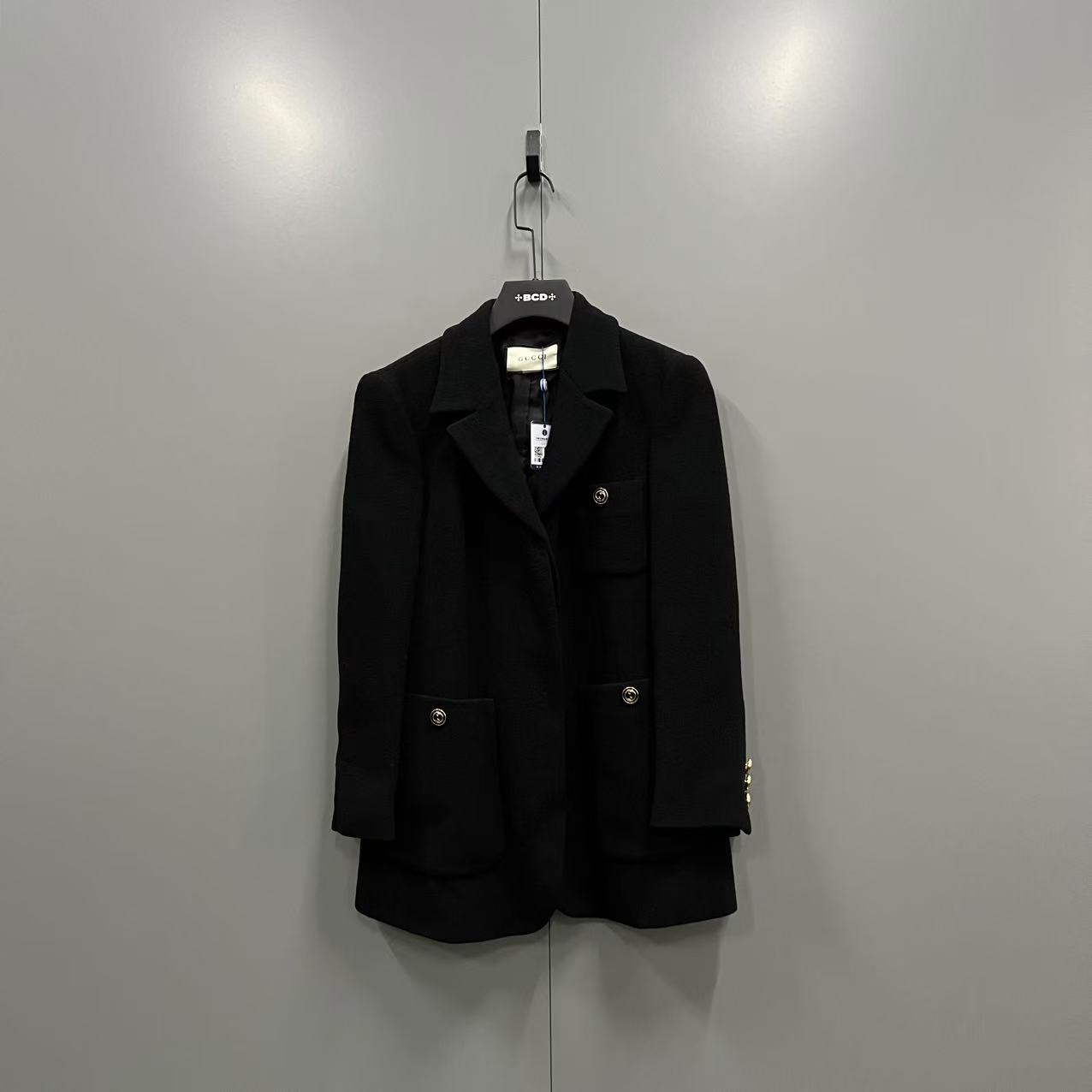 全新未使用 GUCCI/古驰 (ll)黑色大衣 46码 bc012075