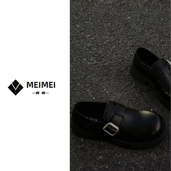 SGIRL TWTW.《圆头大皮鞋》时尚休闲百搭洋气气质黑色英伦风小皮鞋