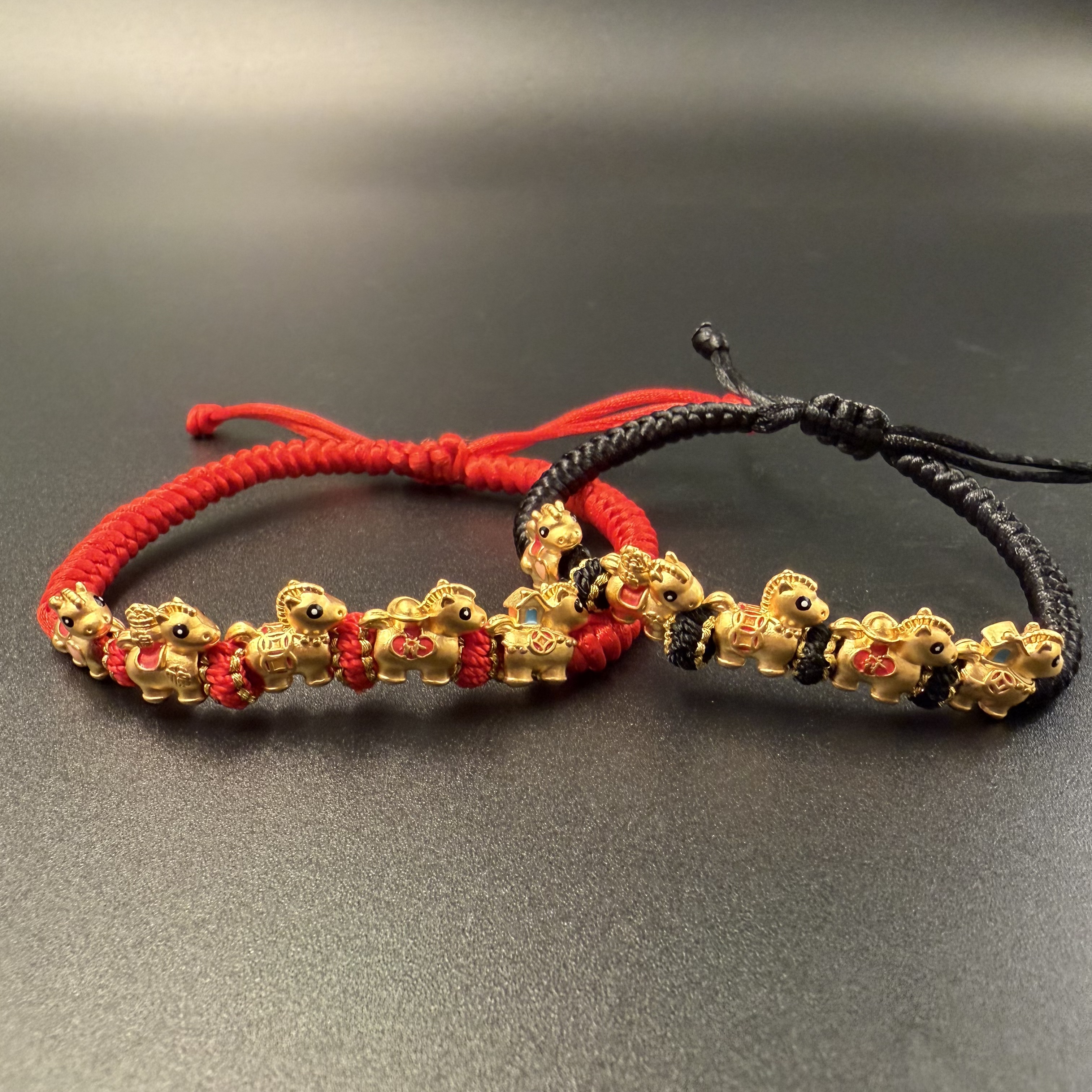 足金999 珐琅彩五福马手绳 马年 本命年手绳（多样性发一）
