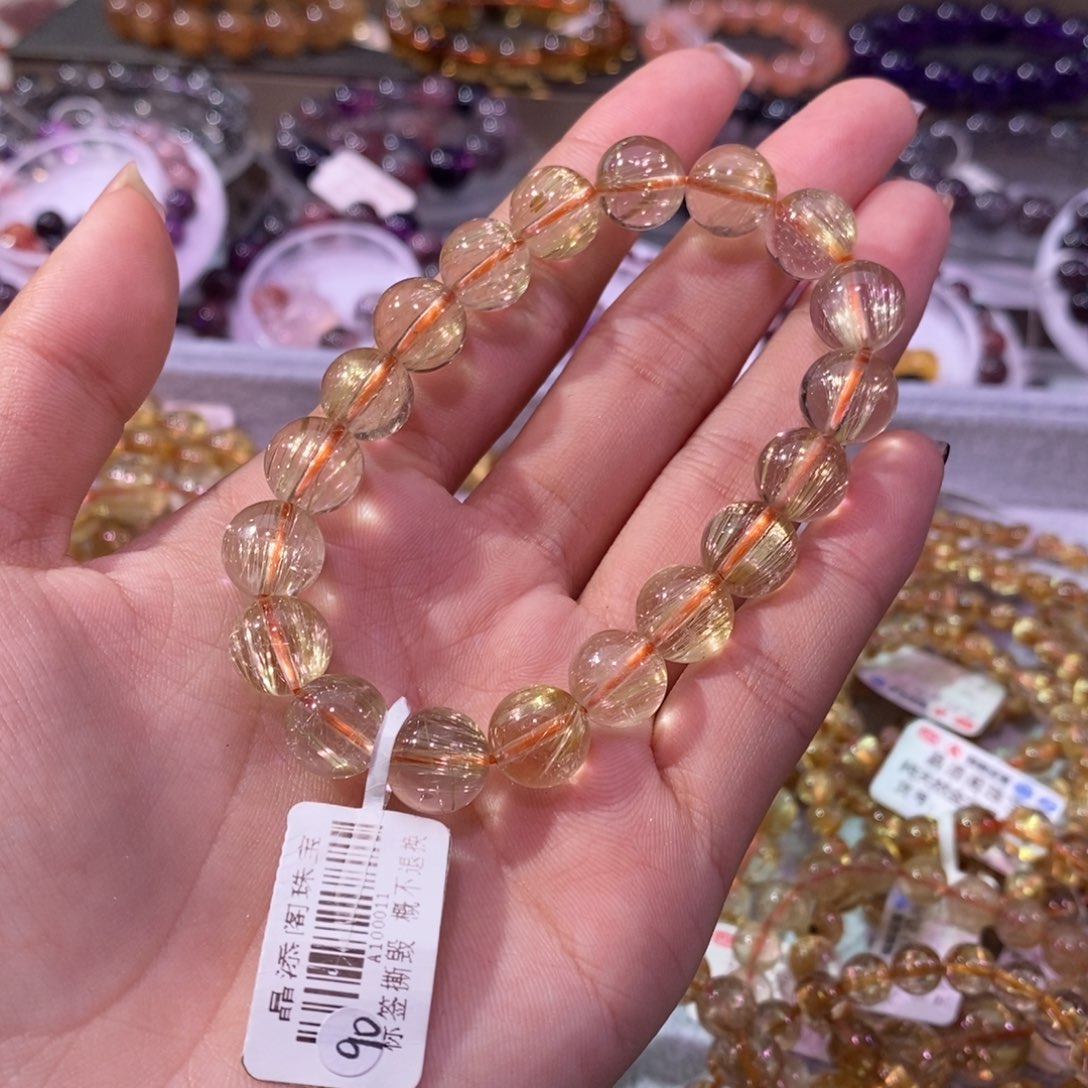 水晶手串未镶嵌金发晶10.8m m