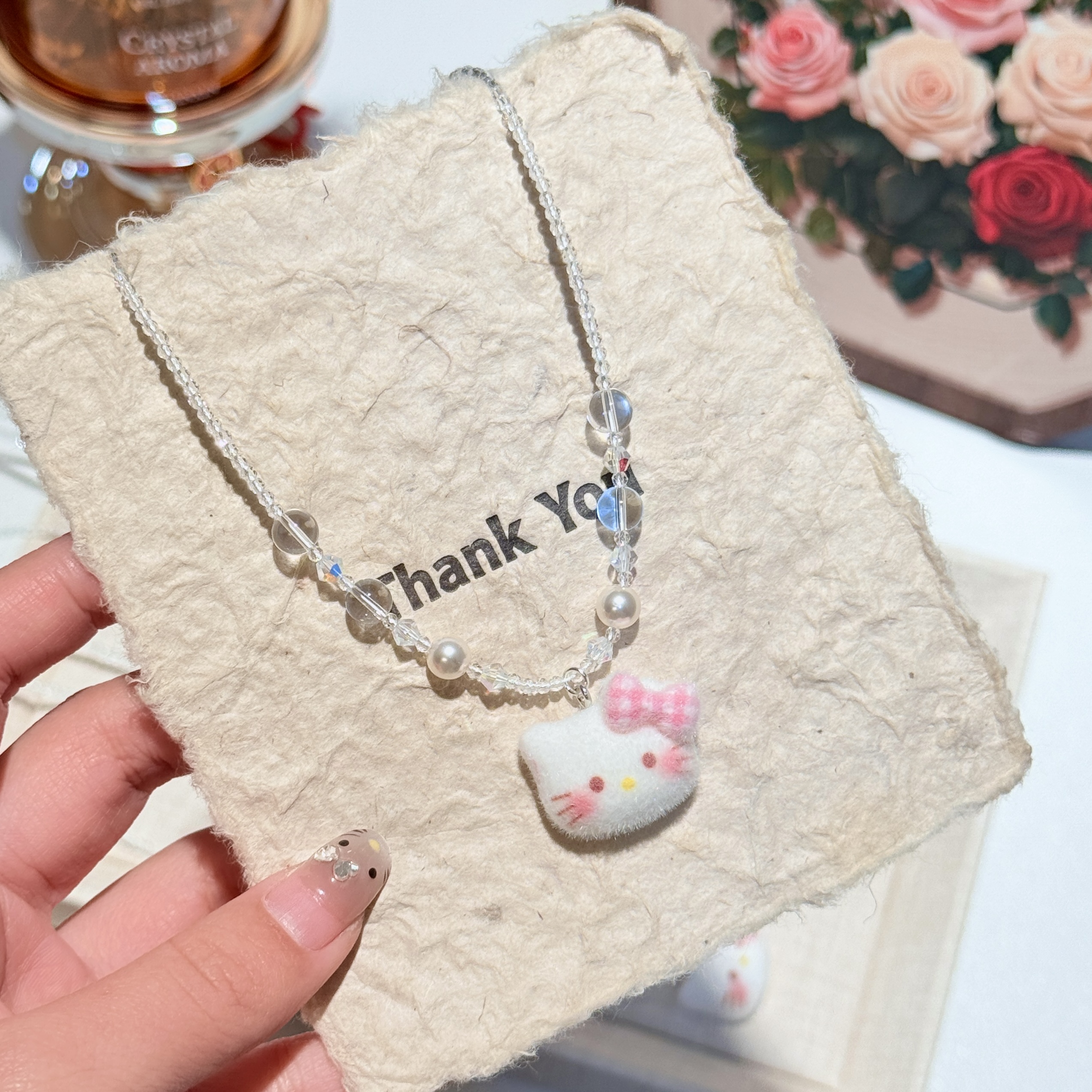 铜合金项链 A215可爱甜美KT百搭手工编绳项链