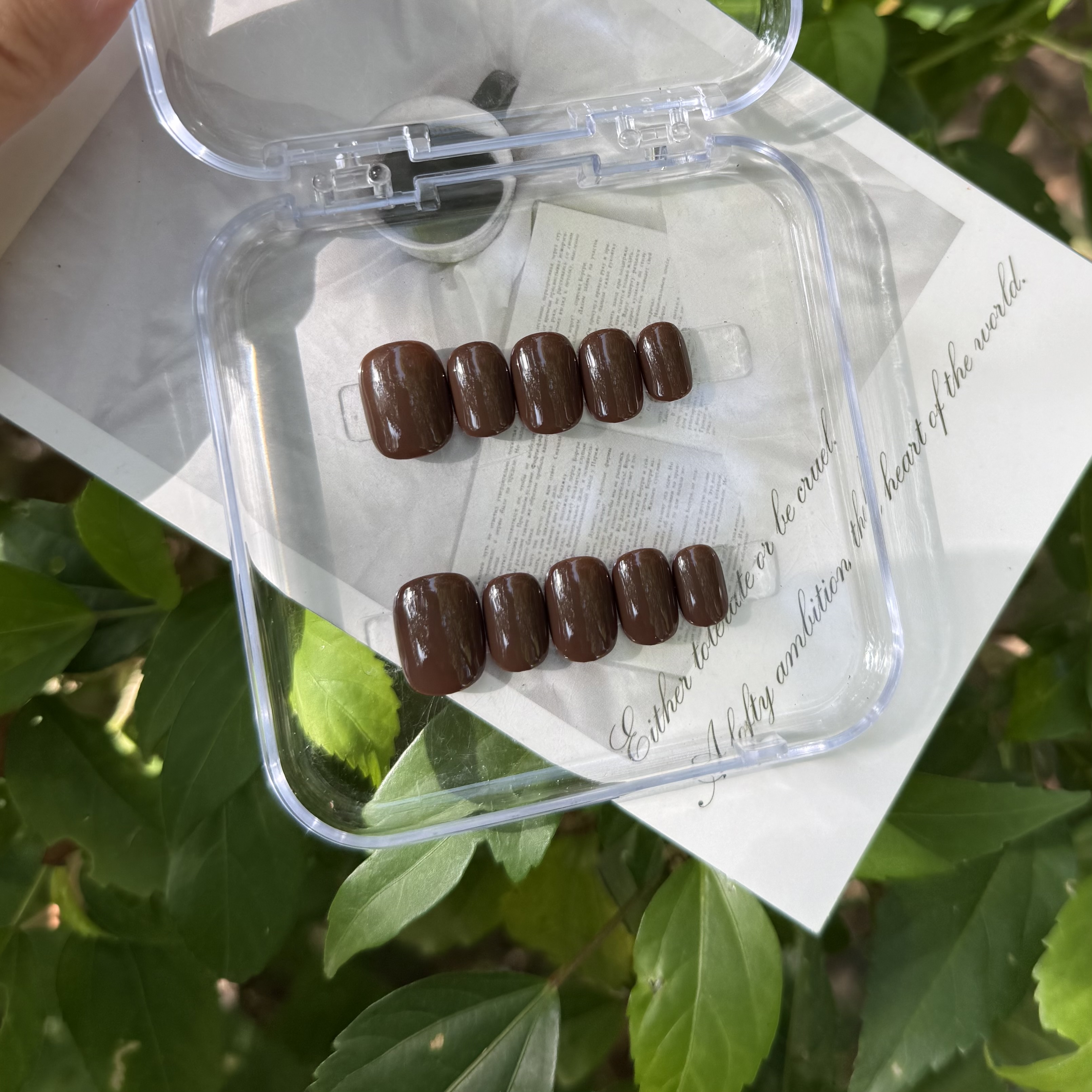 手工穿戴甲 咖啡色纯色 秋冬高级感 短款日常长款欧美