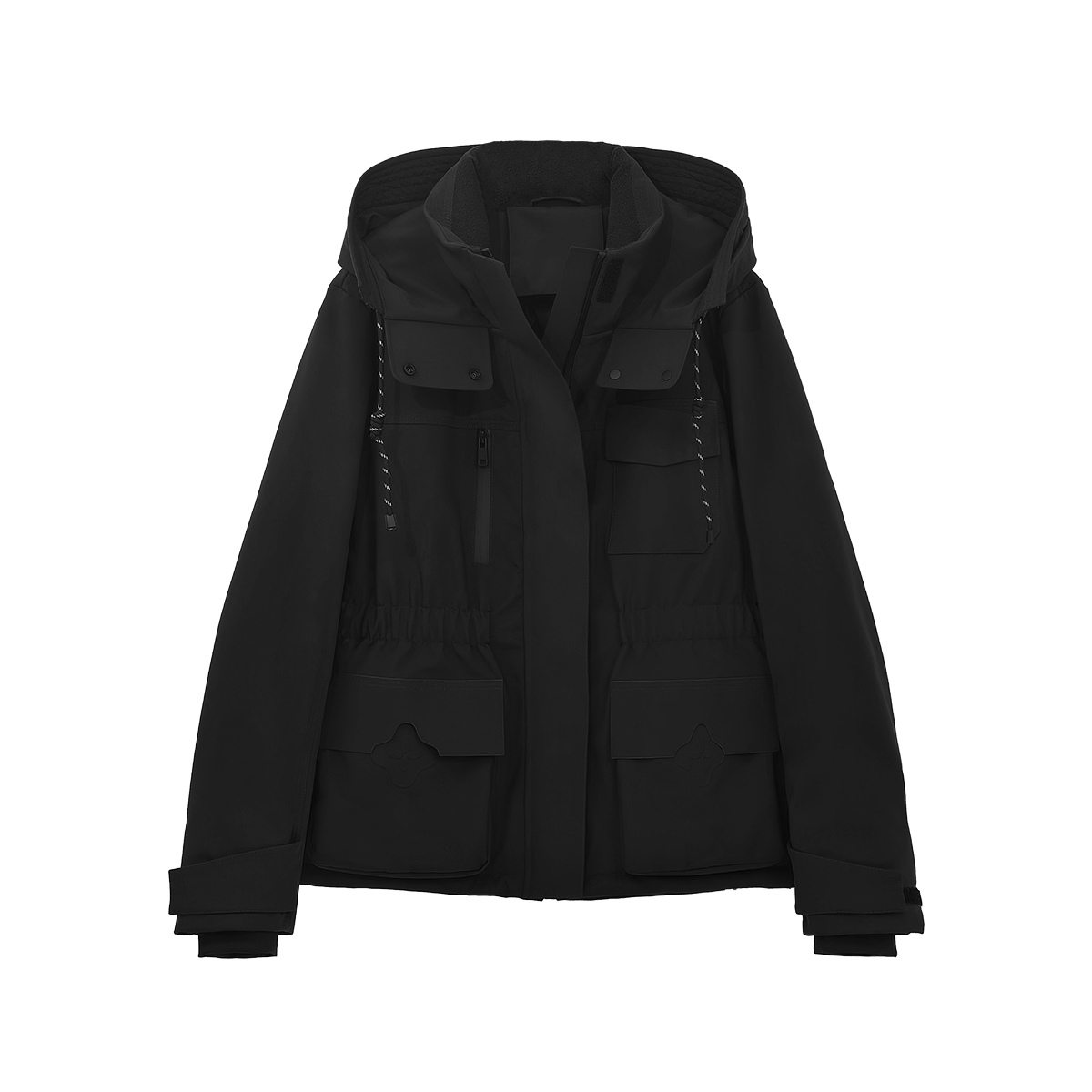 90鹅绒 2025新款菱形四芒星多口袋连帽收腰设计羽绒服 7755