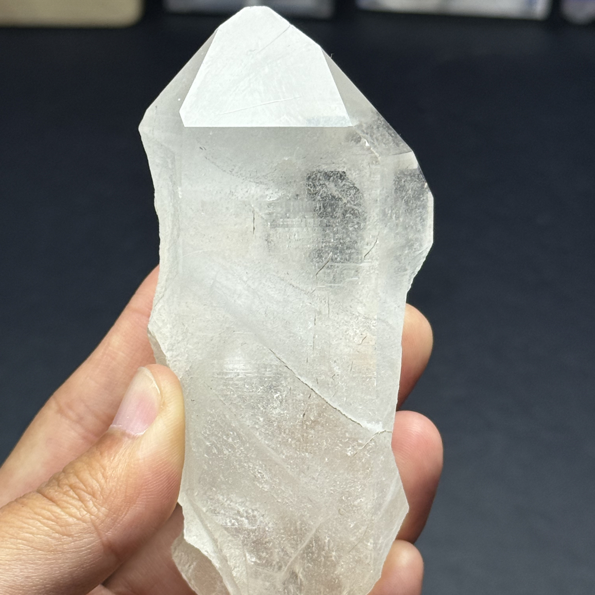 天然喜马拉雅水晶原石柱白色透体矿石标本