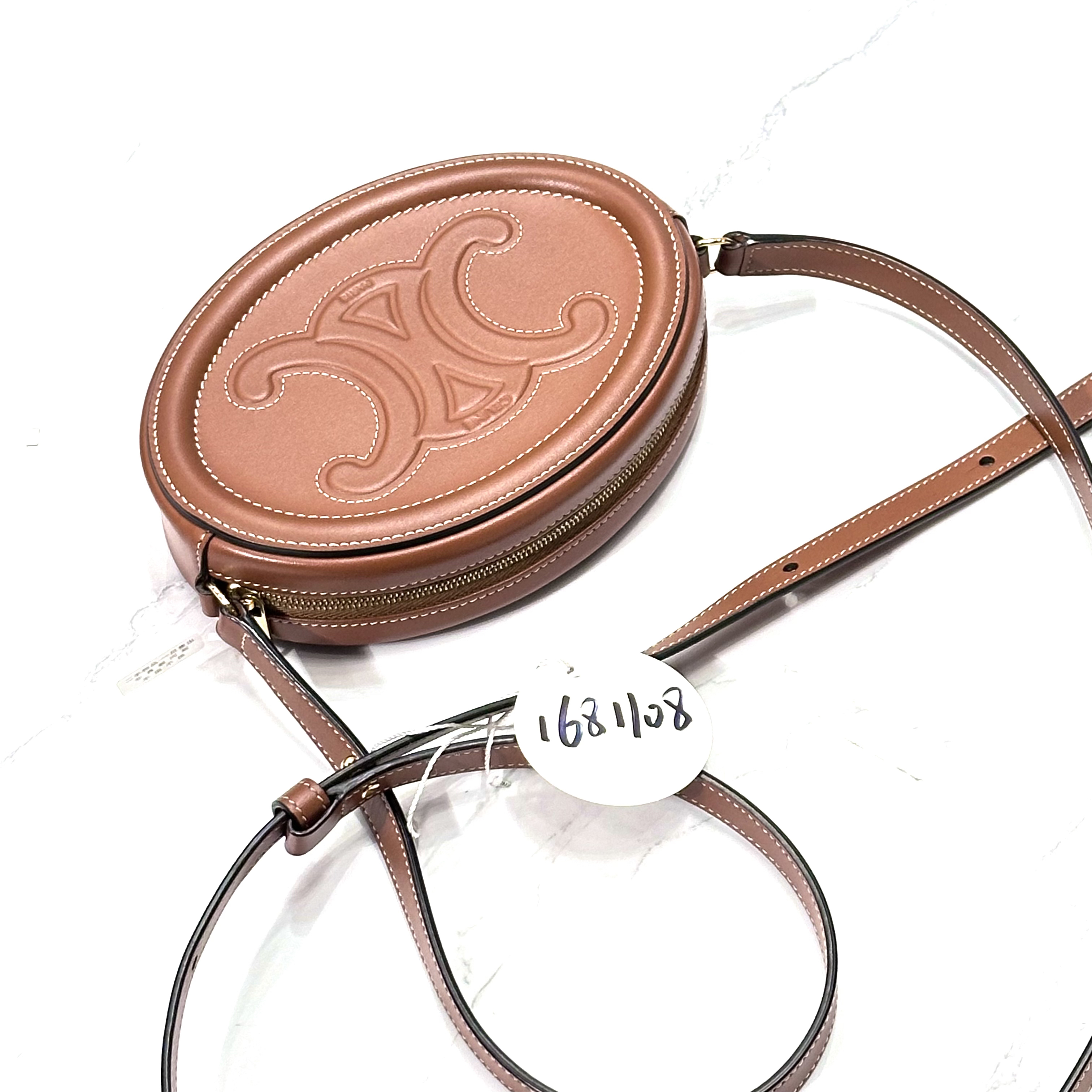 95新 Celine/思琳 夏七中古/凯旋门焦糖色猪鼻子单肩包/1681108