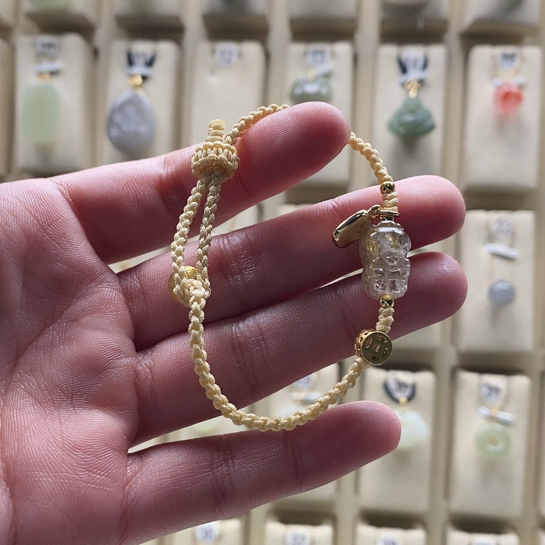 发晶颈饰银S925镀金镶嵌