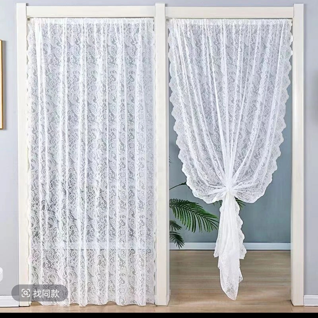 蕾丝门帘免打孔魔术贴防蚊蝇防隐私家用自粘客厅门帘