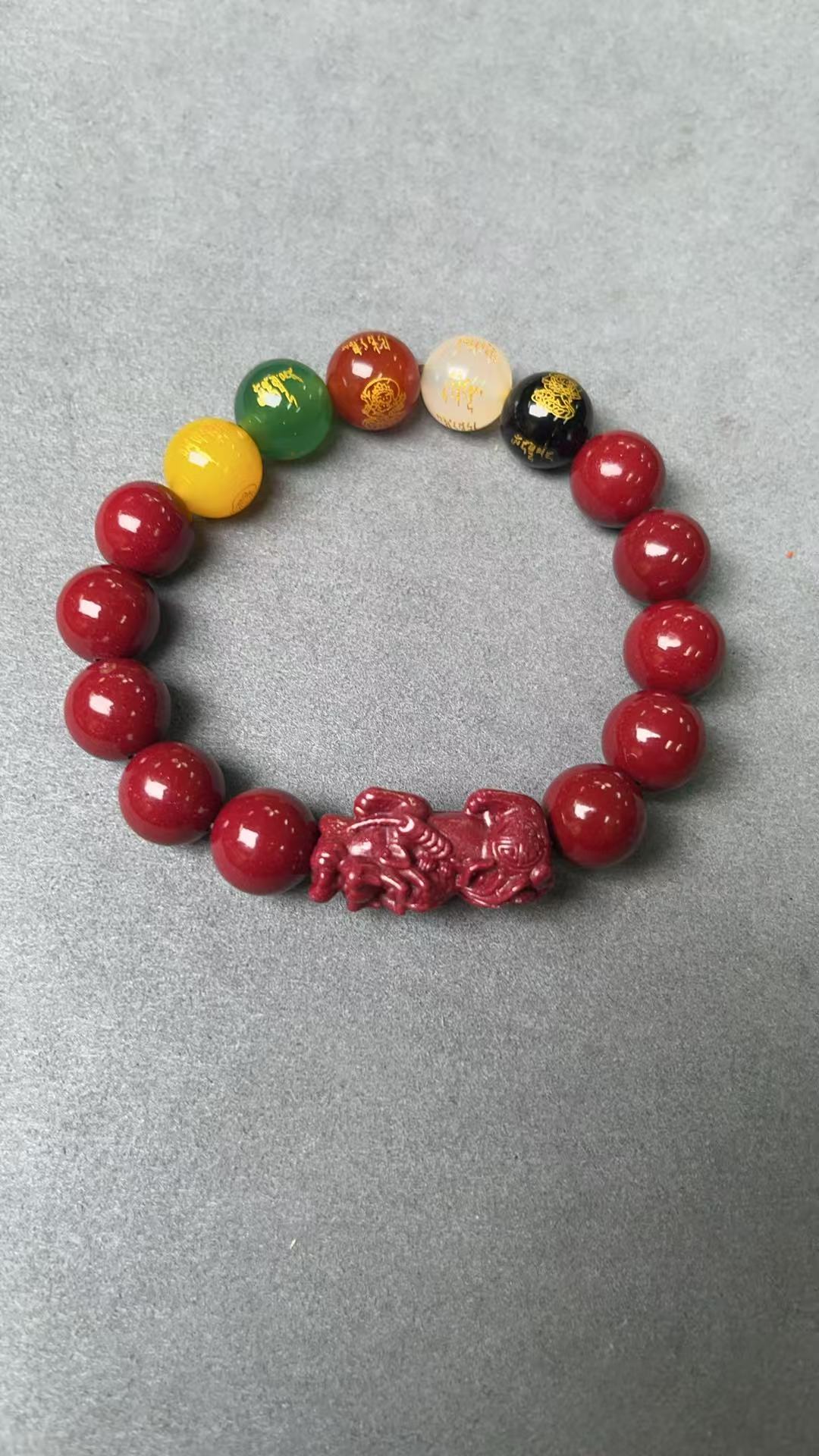 zs 红 串 带五色小珠 天鑫精选