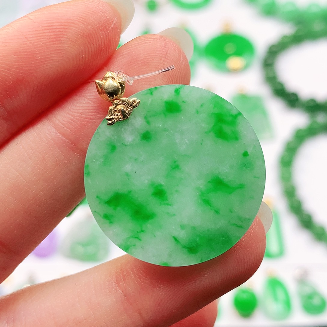 吊坠(不含链)18K金镶嵌翡翠