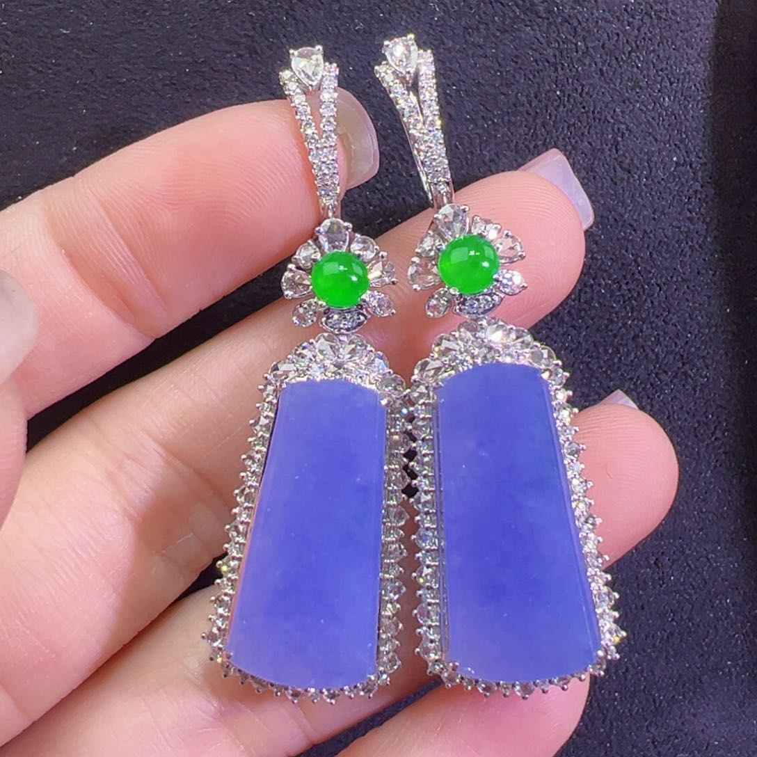 翡翠18K金镶嵌耳饰耳坠