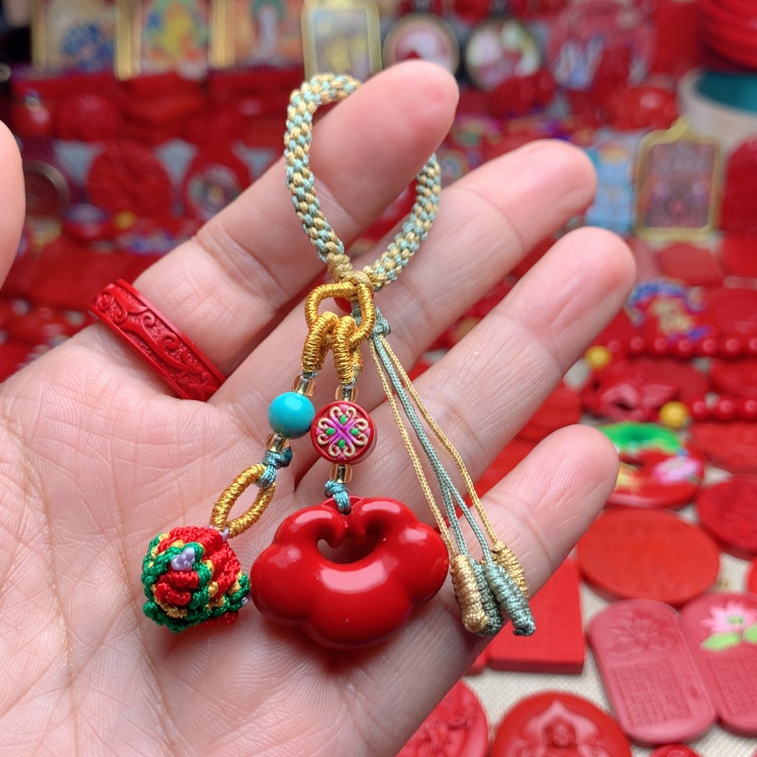 天然辰砂工艺品朱砂钥匙扣