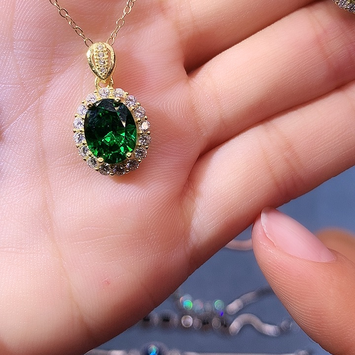 透辉石吊坠银S925镶嵌