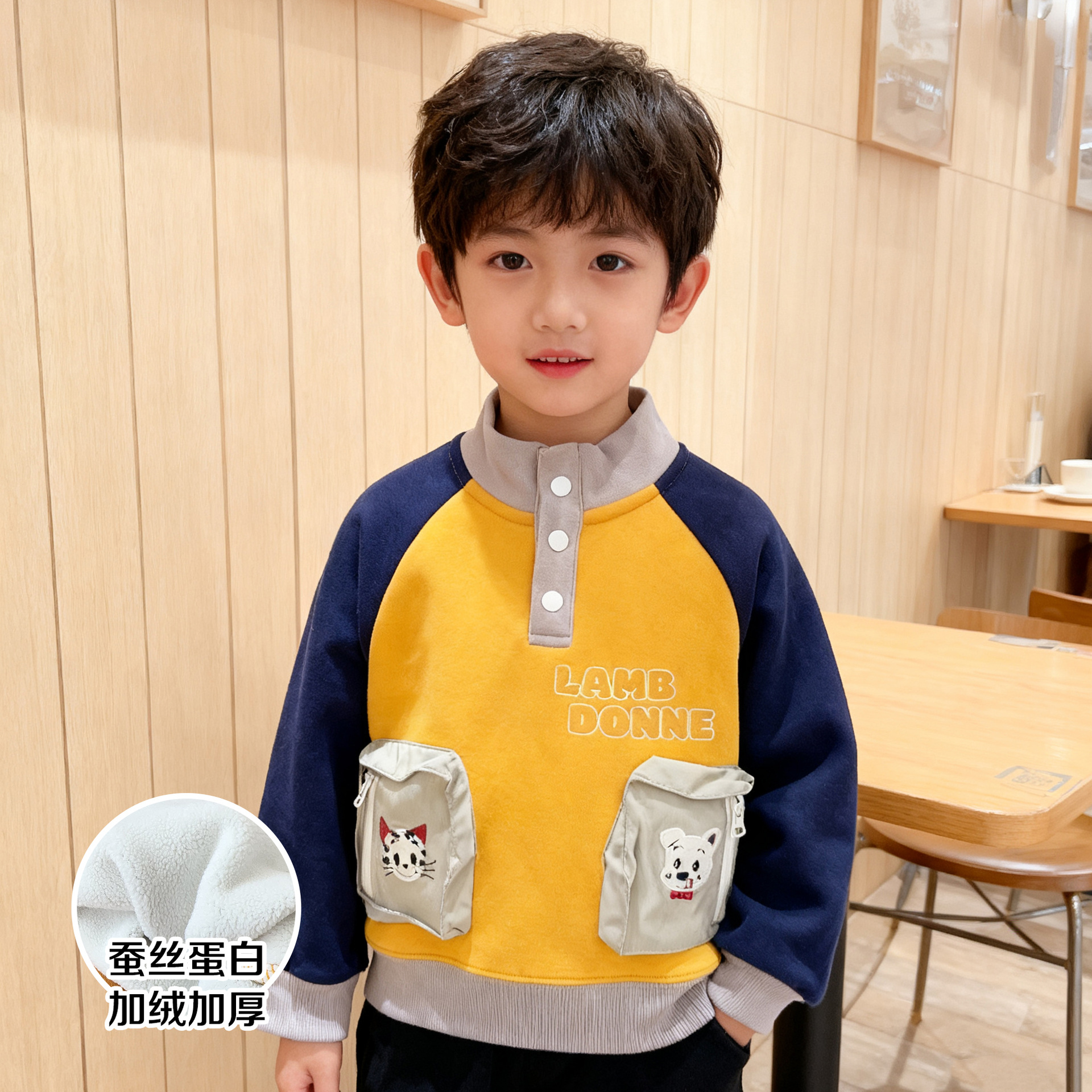 新款25年原田儿童长袖套头卫衣宝宝秋装童装一件起批适合3至8岁中