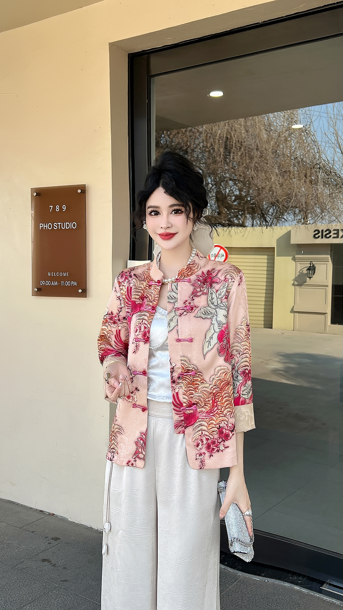 新中式春夏丝缎提花外套洋气时尚夏季复古宽松中国风女装上衣妈妈