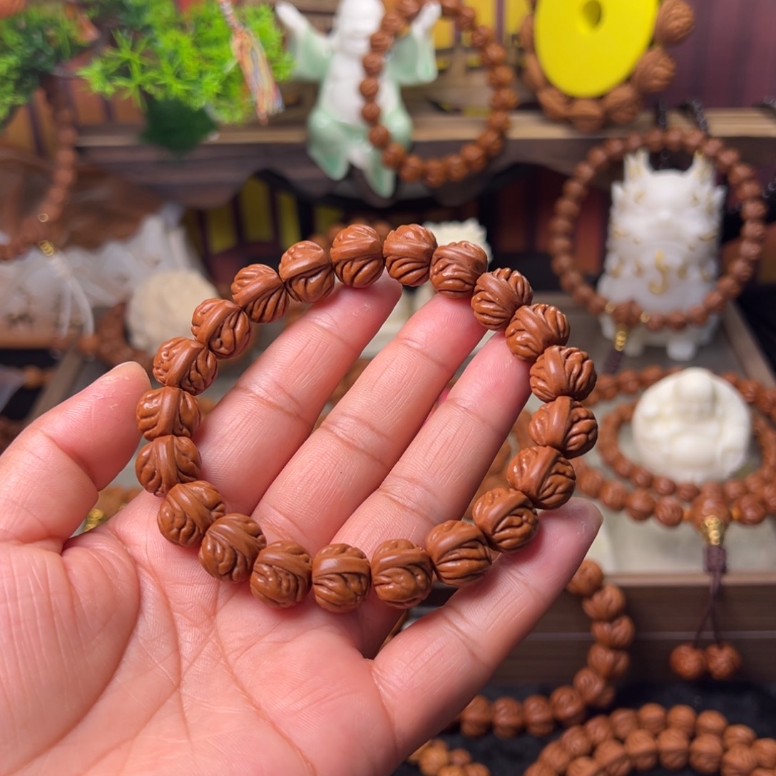 乘***浪桃核吊坠双脊龙手串13