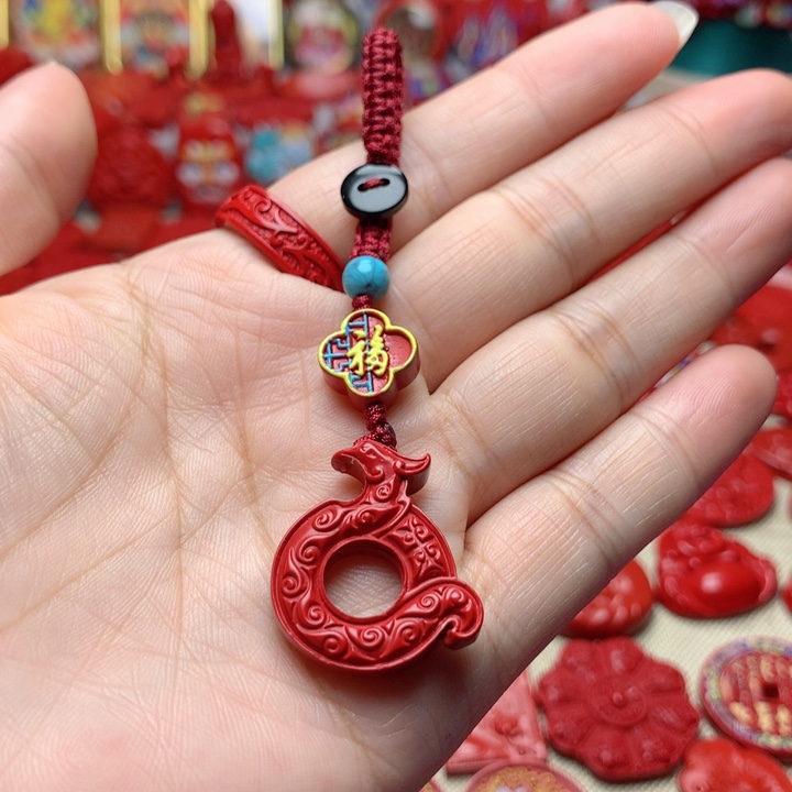 天然辰砂工艺品朱砂钥匙扣