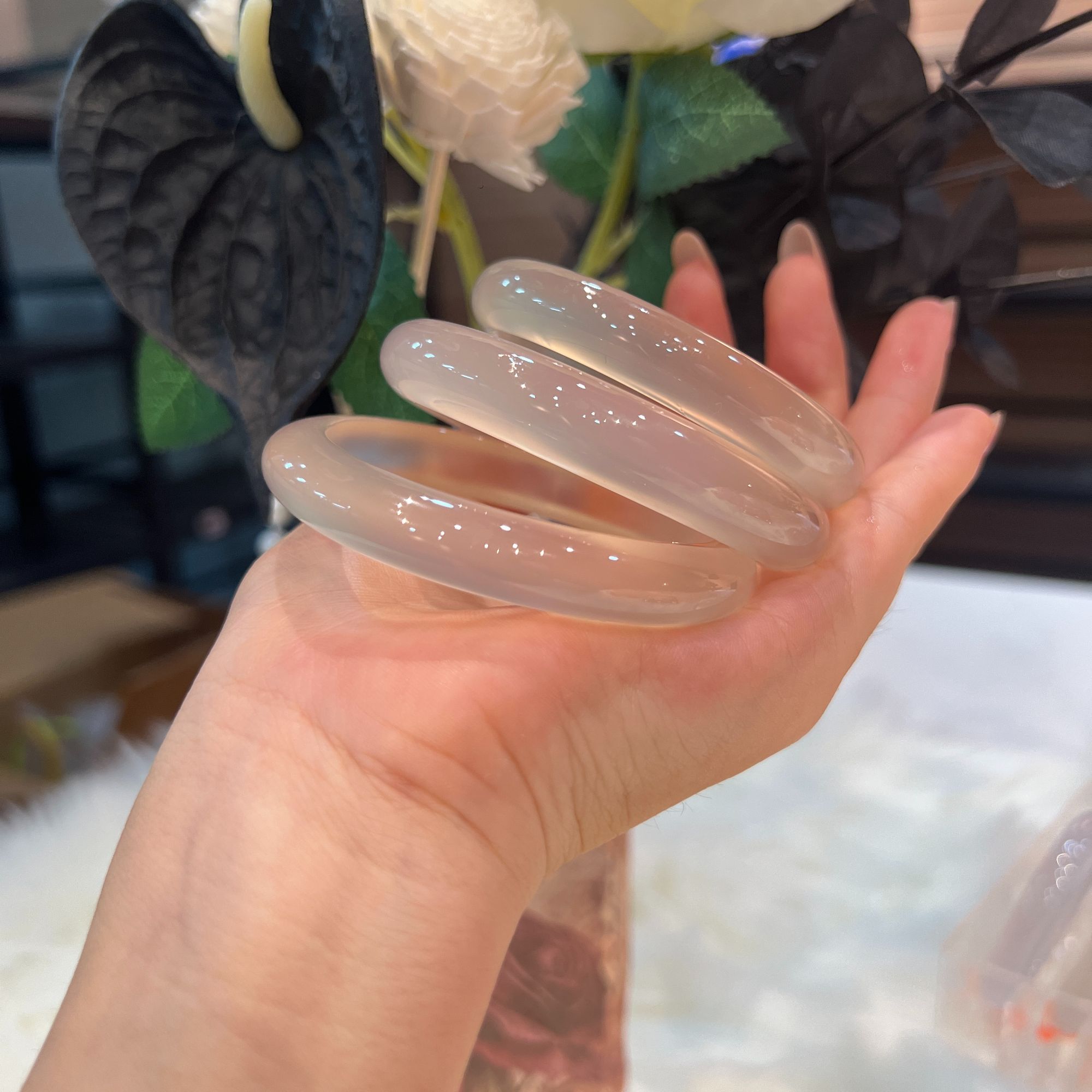 天然玛瑙玉髓 马料香槟金玉石玛瑙手镯 正圈百搭款（多样性发一）