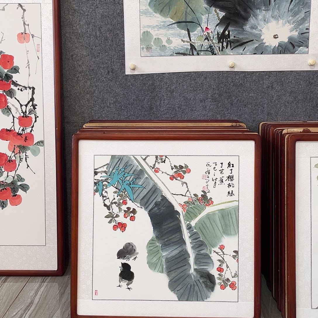 国画书画作品带框63×63