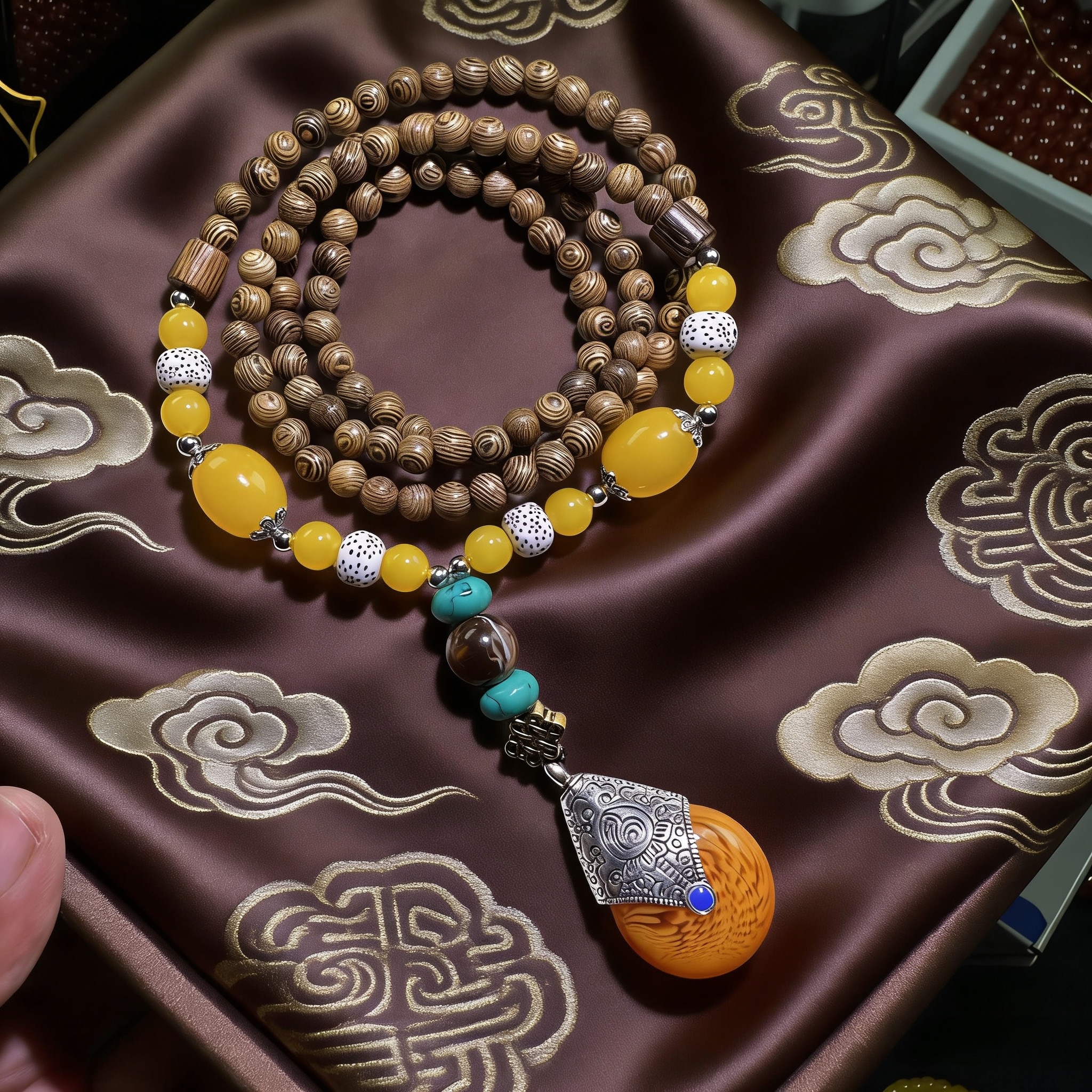 K20木带菩提多圈毛衣项链（无礼盒）