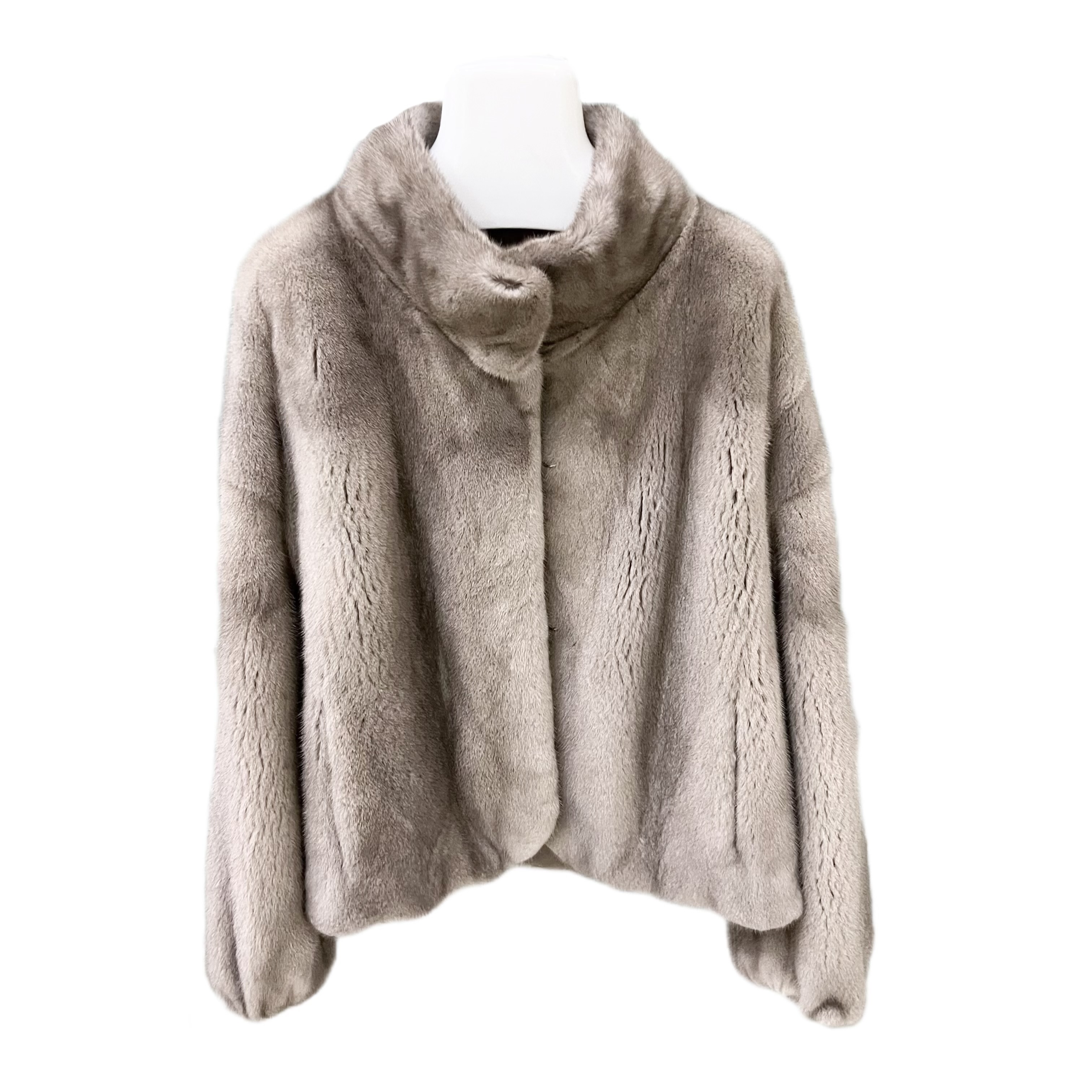 荣之咖啡银兰色天鹅绒立领皮草冬季女生时尚休闲轻奢女款貂皮短衣