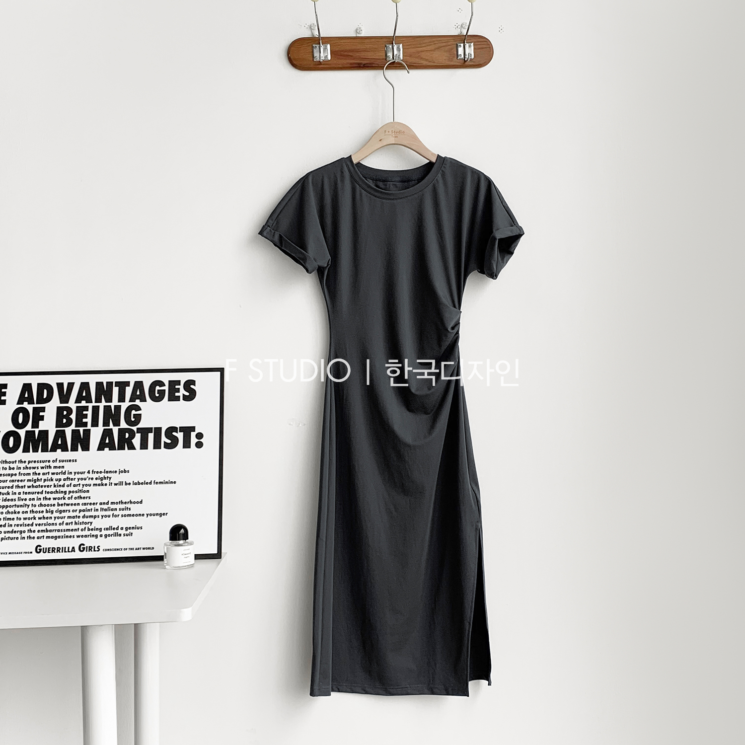 法儿家韩国限定「新品」【松露布丁】腰部褶皱T恤裙FS306L060