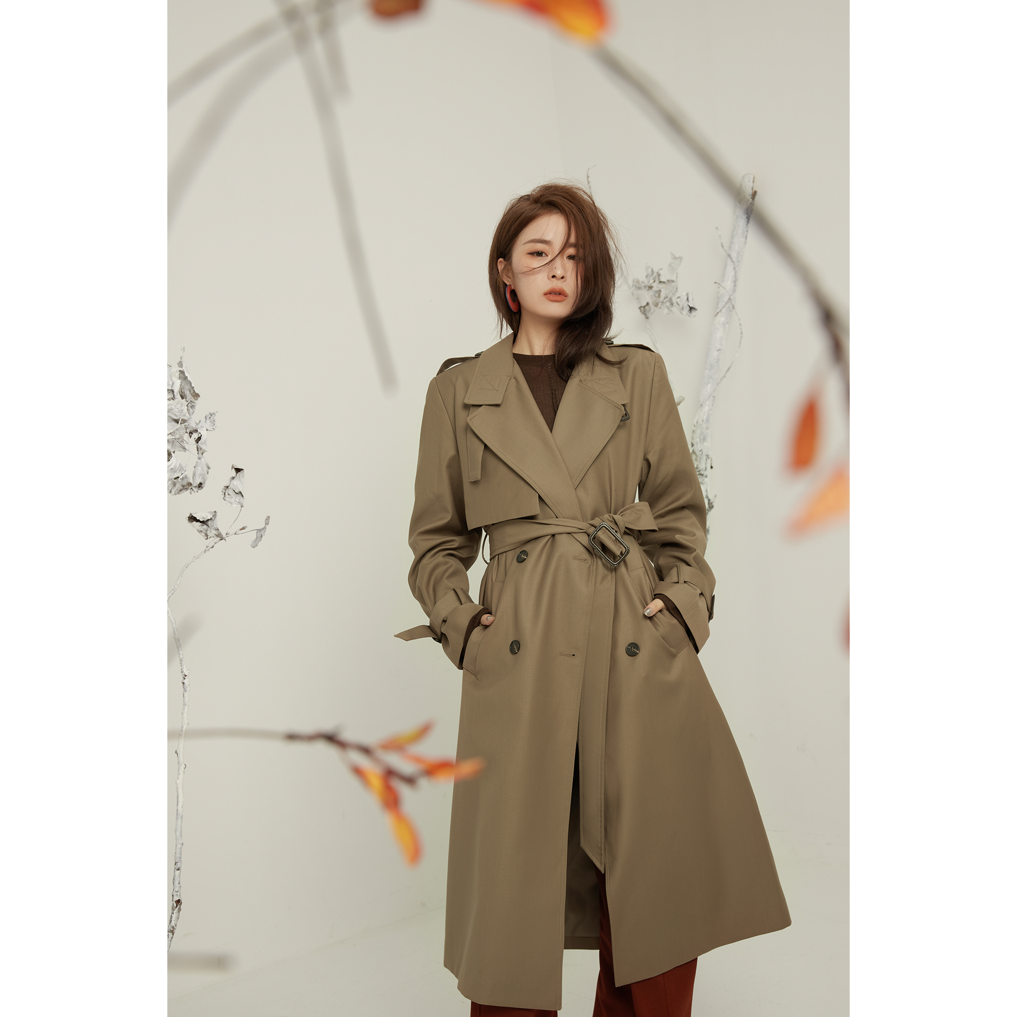 NAVST长款两色风衣时尚百搭C2108115FY2