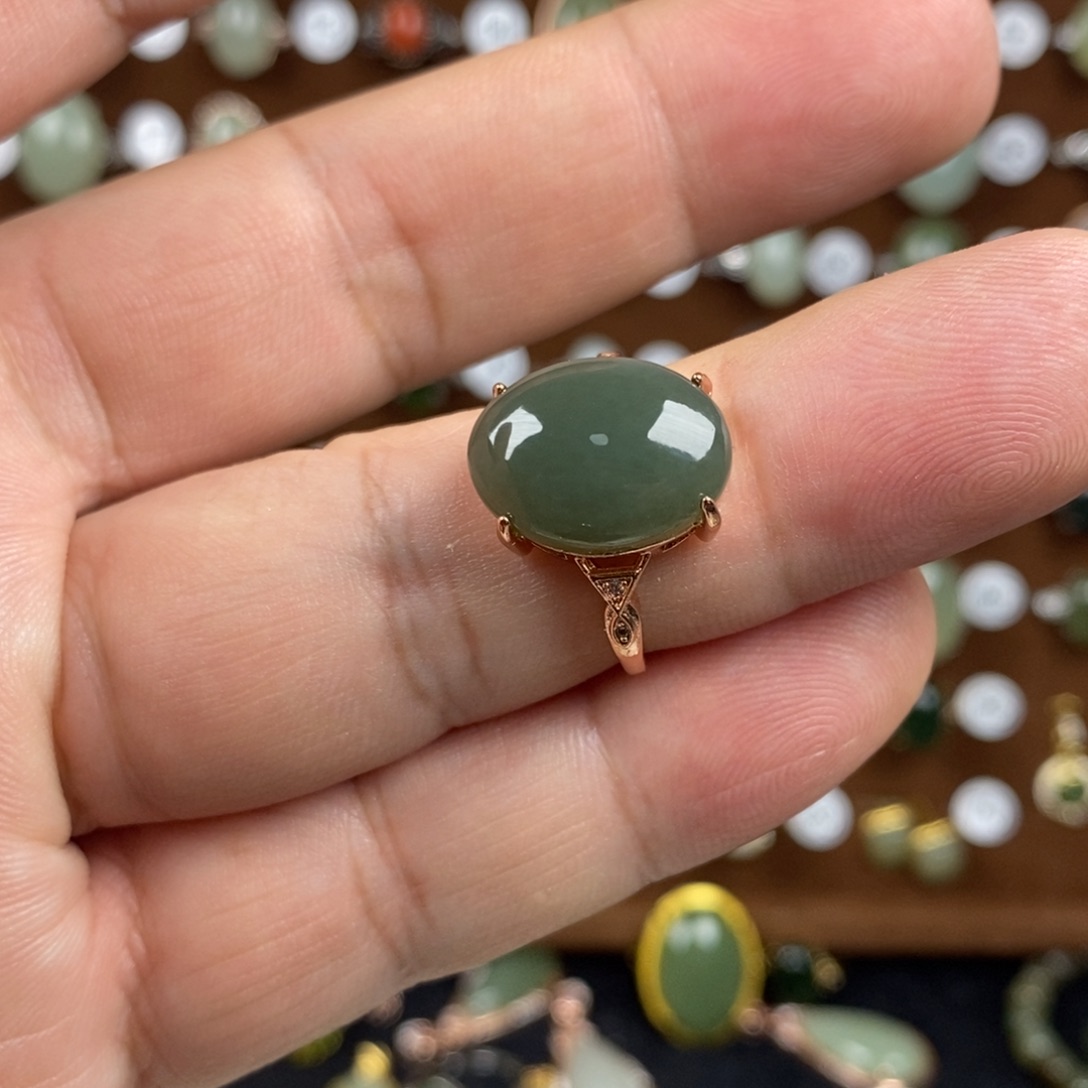 和田玉（青玉）戒指合金