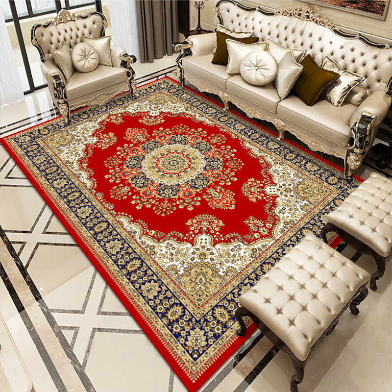 红色经典2*3米百搭卧室客厅茶几地毯-多尼尔绒防滑防潮加