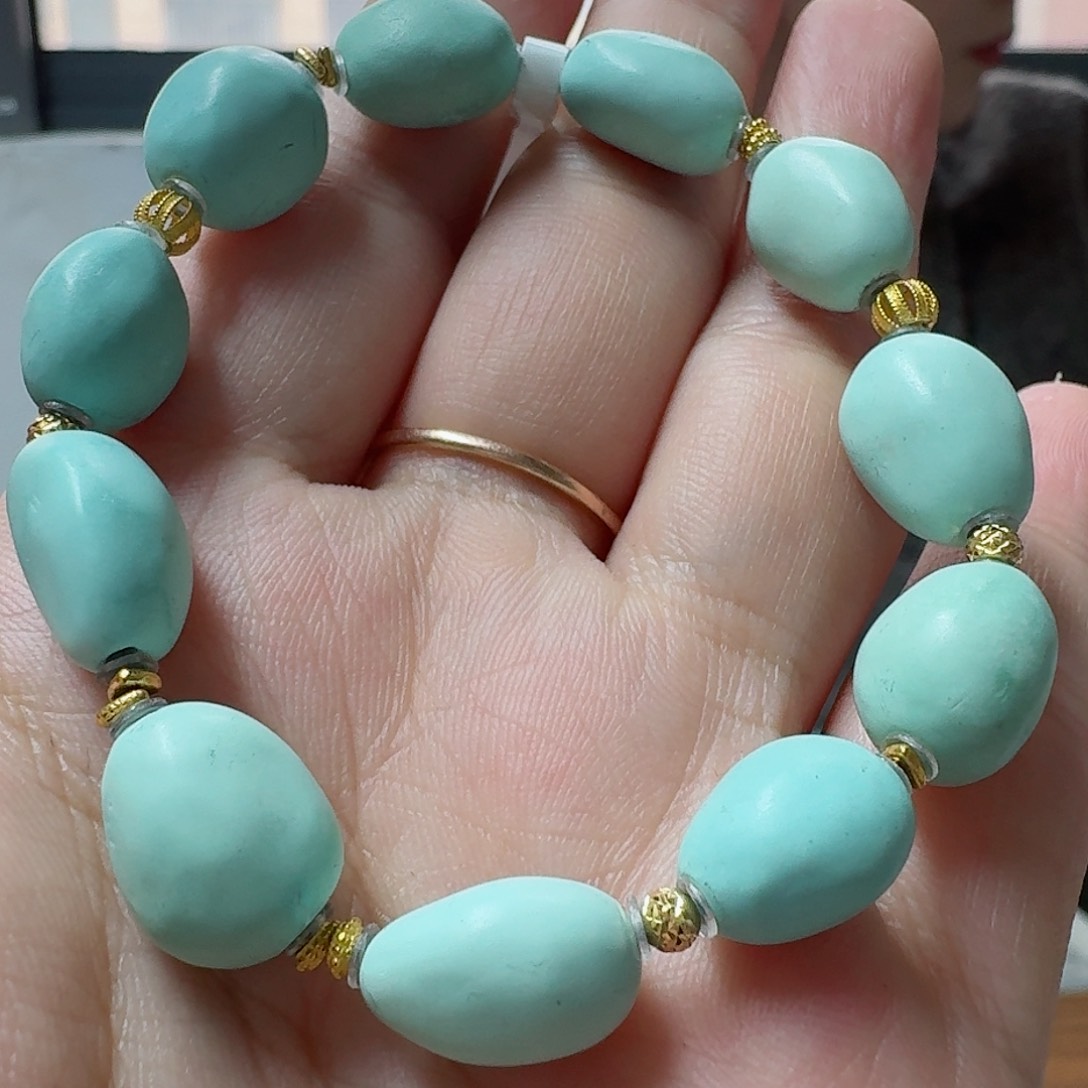 绿松石珠宝奇石18K金镶嵌