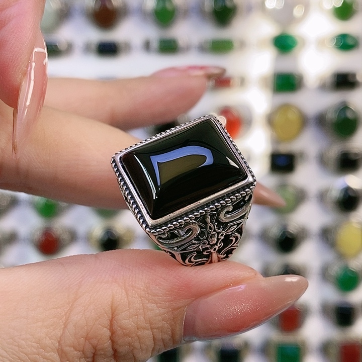 银S925镶嵌戒指玛瑙/玉髓