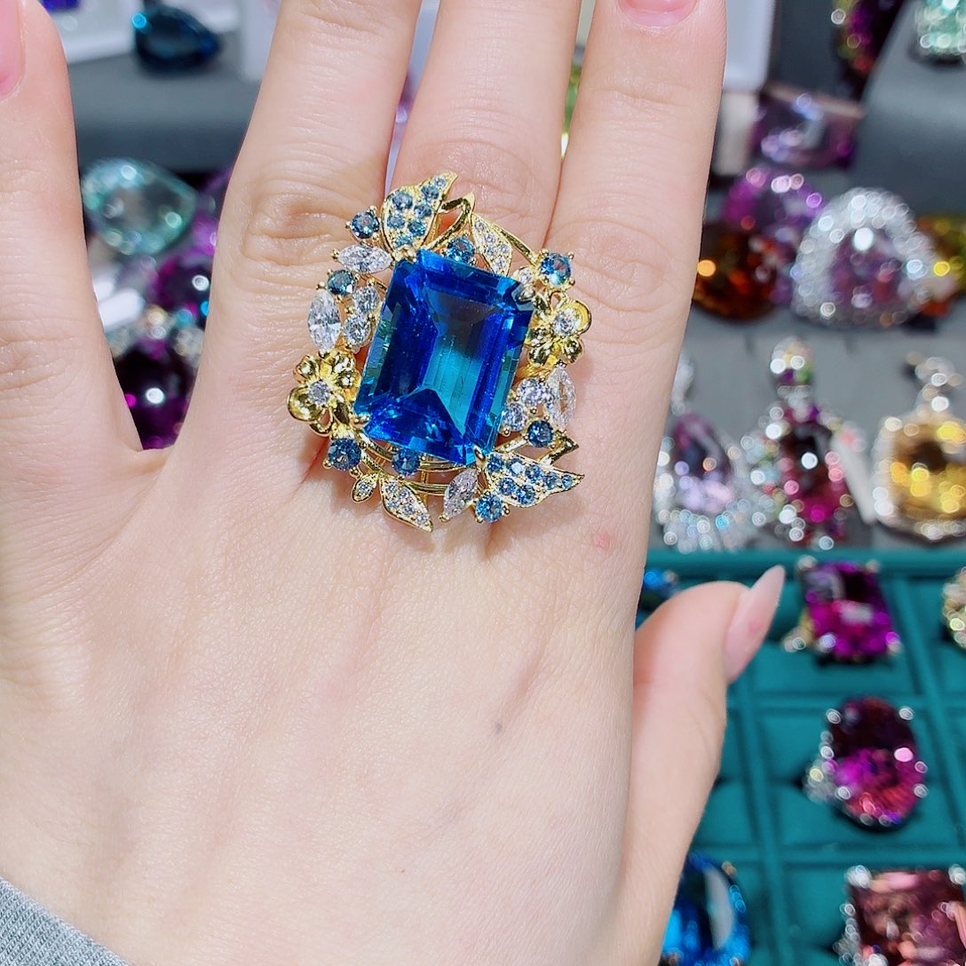 托帕石银S925镶嵌戒指戒指