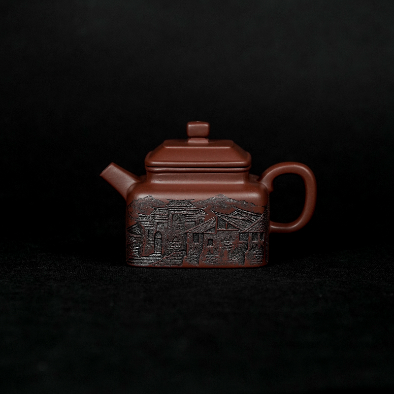 文人堂【四方德钟】 原矿底槽清 170cc 手工制作 内推孔 紫砂壶