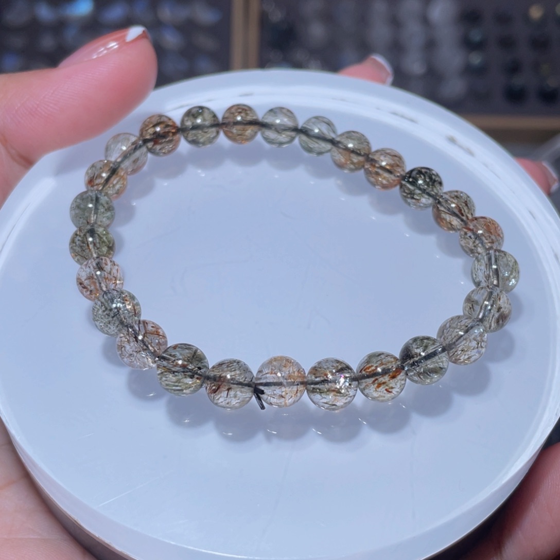 发晶手链未镶嵌黑金超七7mm