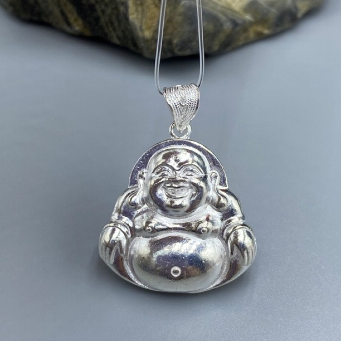吊坠足银 侗石記 纯实心佛公吊坠