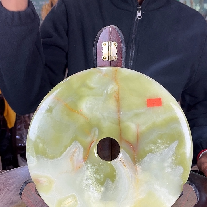 缅甸天然冰玉平安扣摆件