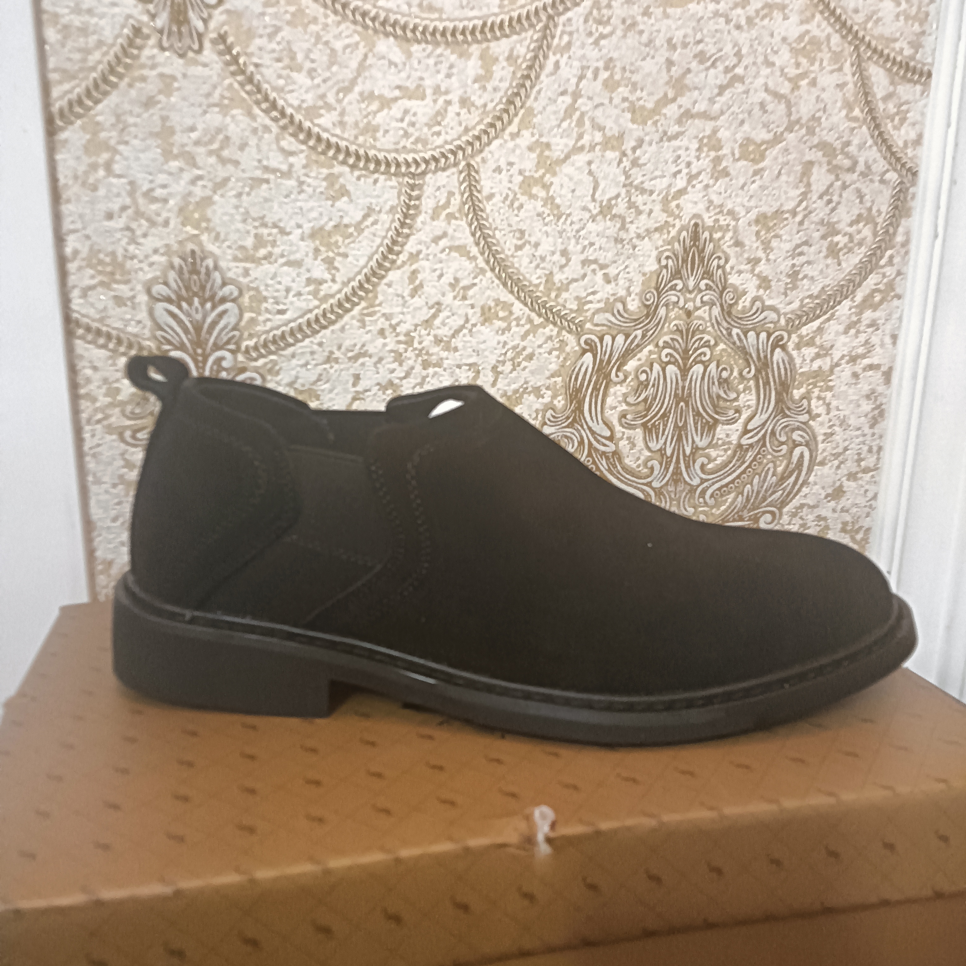 切尔西靴男秋冬透气英伦风尖头翻毛皮短靴高帮皮鞋增高中帮马丁靴