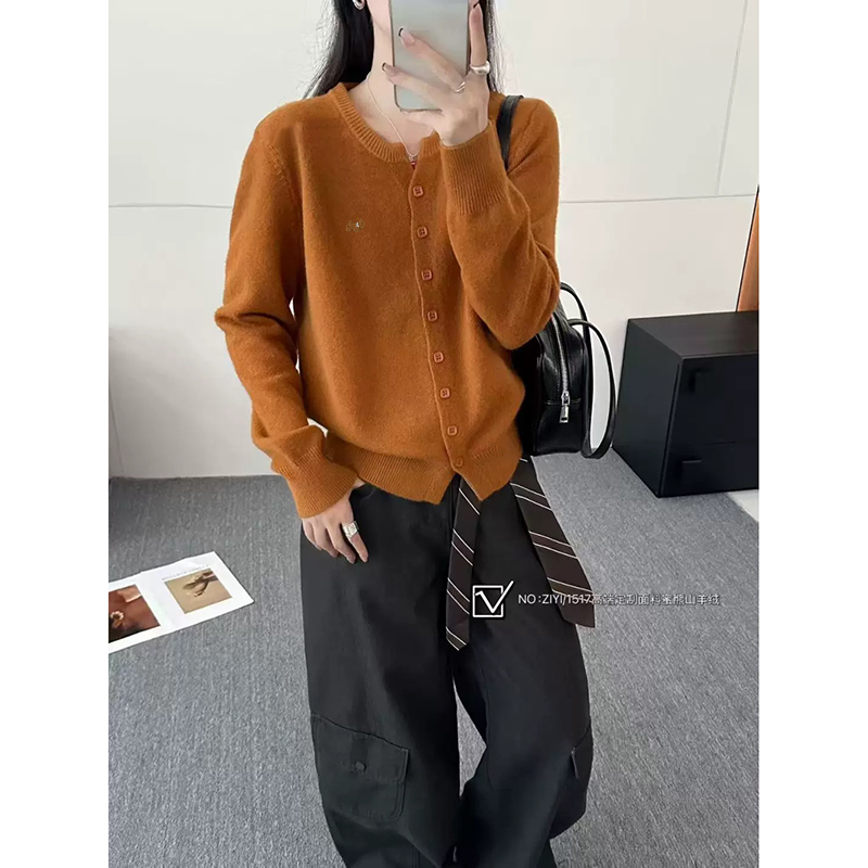 【高级灰】3860开衫外套超柔软高品质圆领上衣