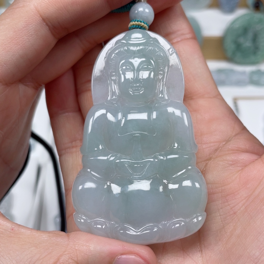 翡翠颈饰未镶嵌天然翡翠A货观音93号