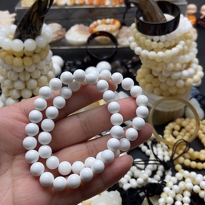 贝壳手串/手链贝雅轩工艺品全白微瑕0.8两条