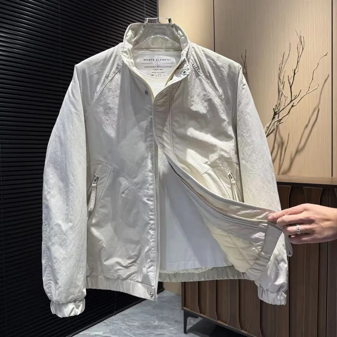 秋季减龄立领港风男士夹克2025秋季休闲韩版时尚男装夹克修身外套