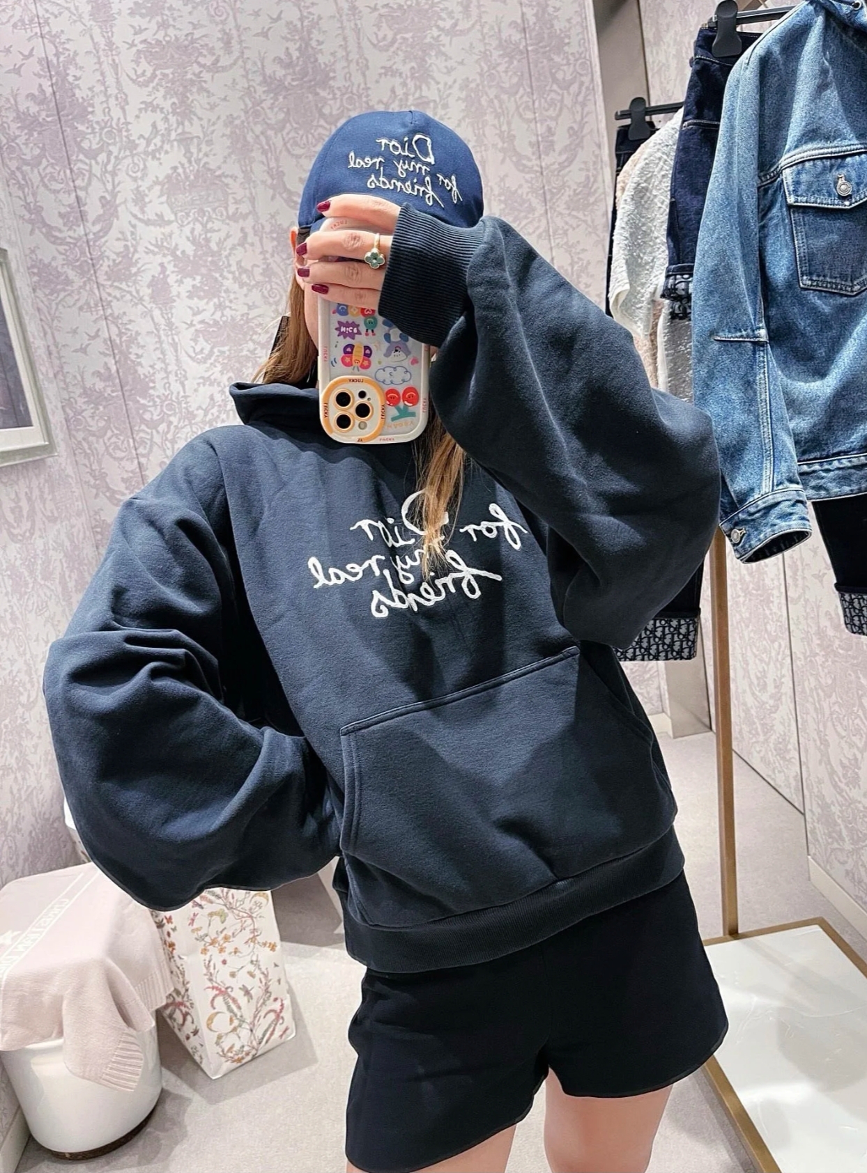 全新未使用 DIOR/迪奥 DIOR AND HYLTON NEL 纯色LOGO连帽长袖