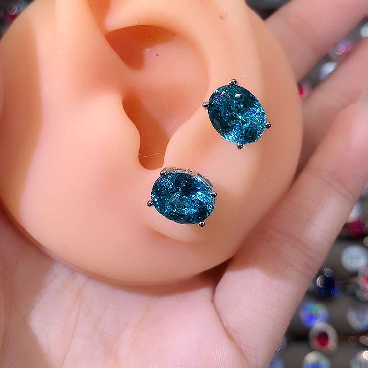 925银帕拉蓝绿耳饰白810