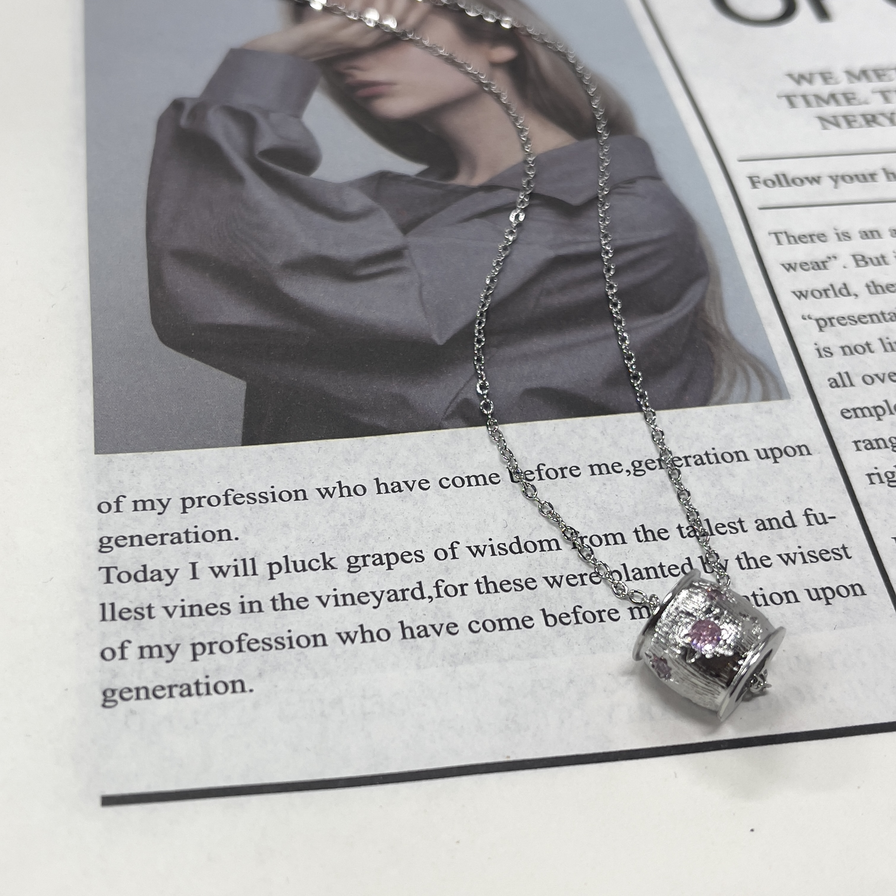 合金项链 YM【粉白轮毂小项链】轻奢气质时尚小众简约精致