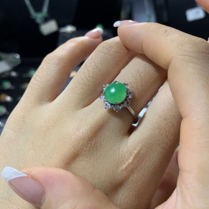 翡翠银S925镶嵌戒指