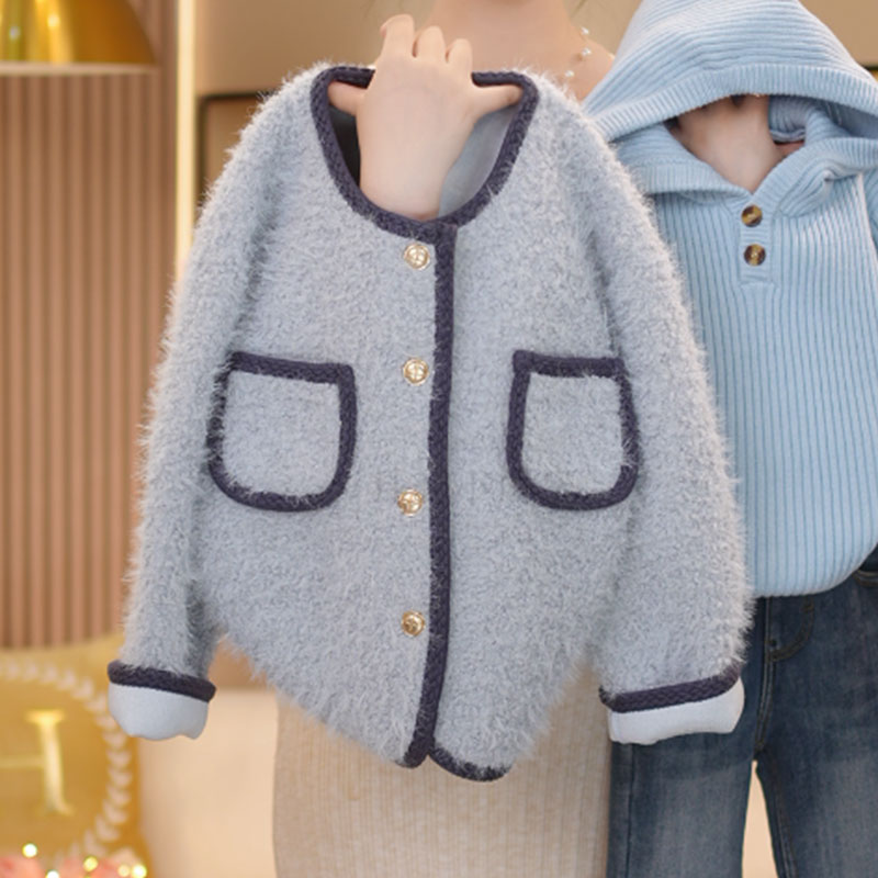 【闺蜜家】女童秋冬季2025新款时尚小香风升级加厚毛毛外套-8912