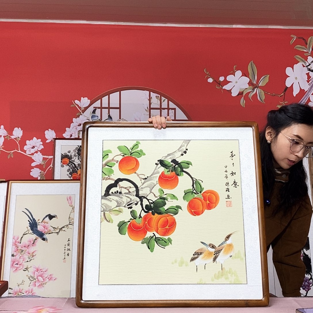 国画手写手绘带框包邮63✖️63