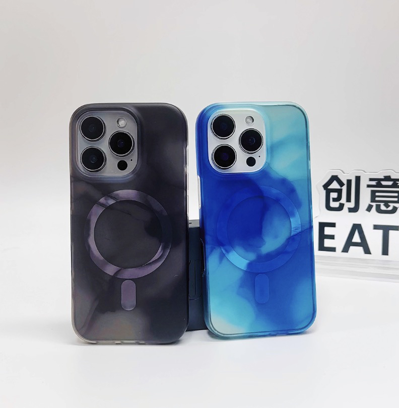 水彩全包磁吸手机壳适用iPhone17Promax水墨渐变magsafe苹果16Pr