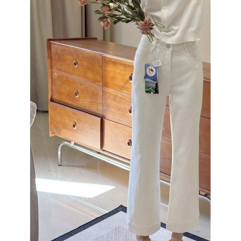 新【C8030】镇店之宝  莱赛尔 霜白色 高腰垂感直筒裤牛仔