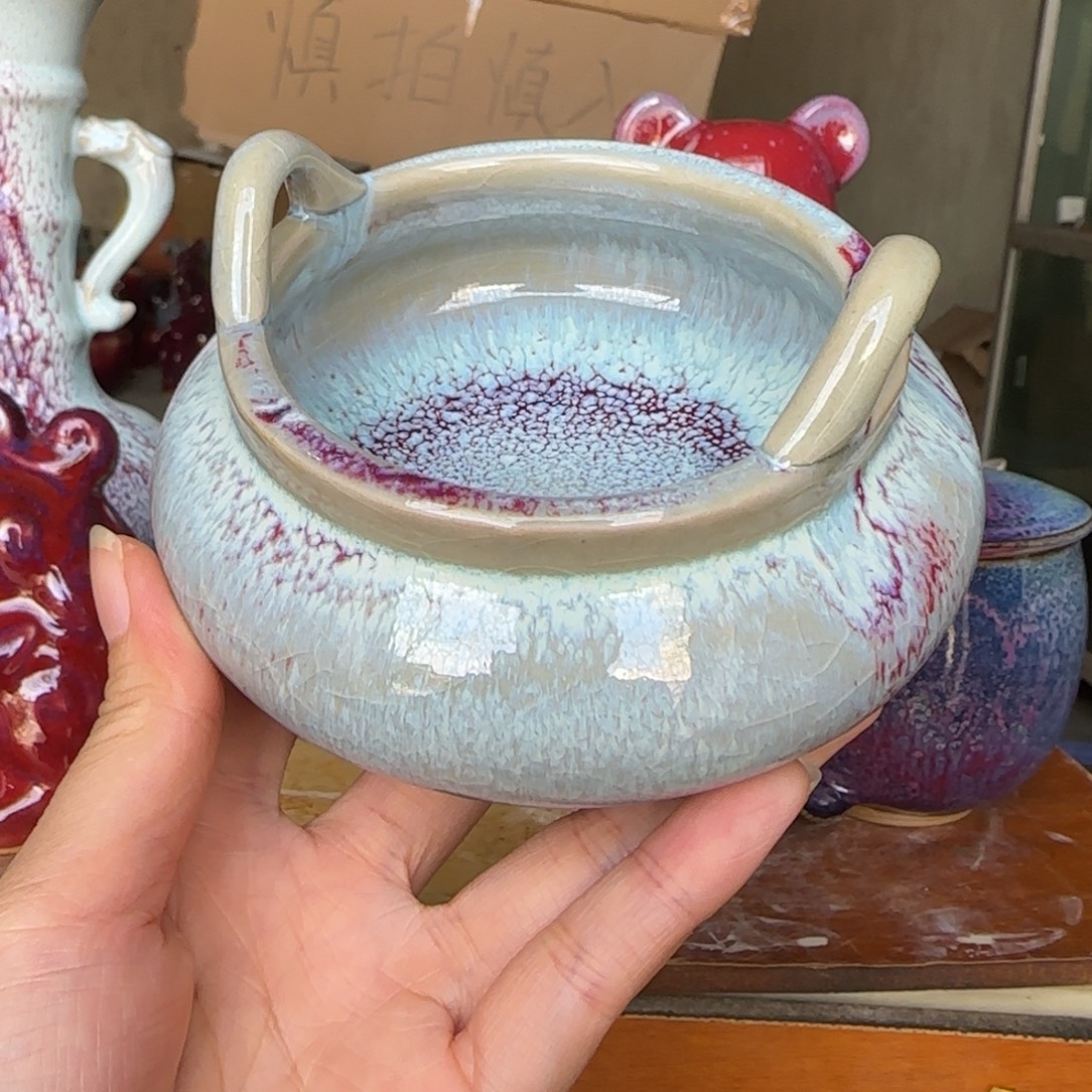 摆件陶郑家钧窑摆件微瑕