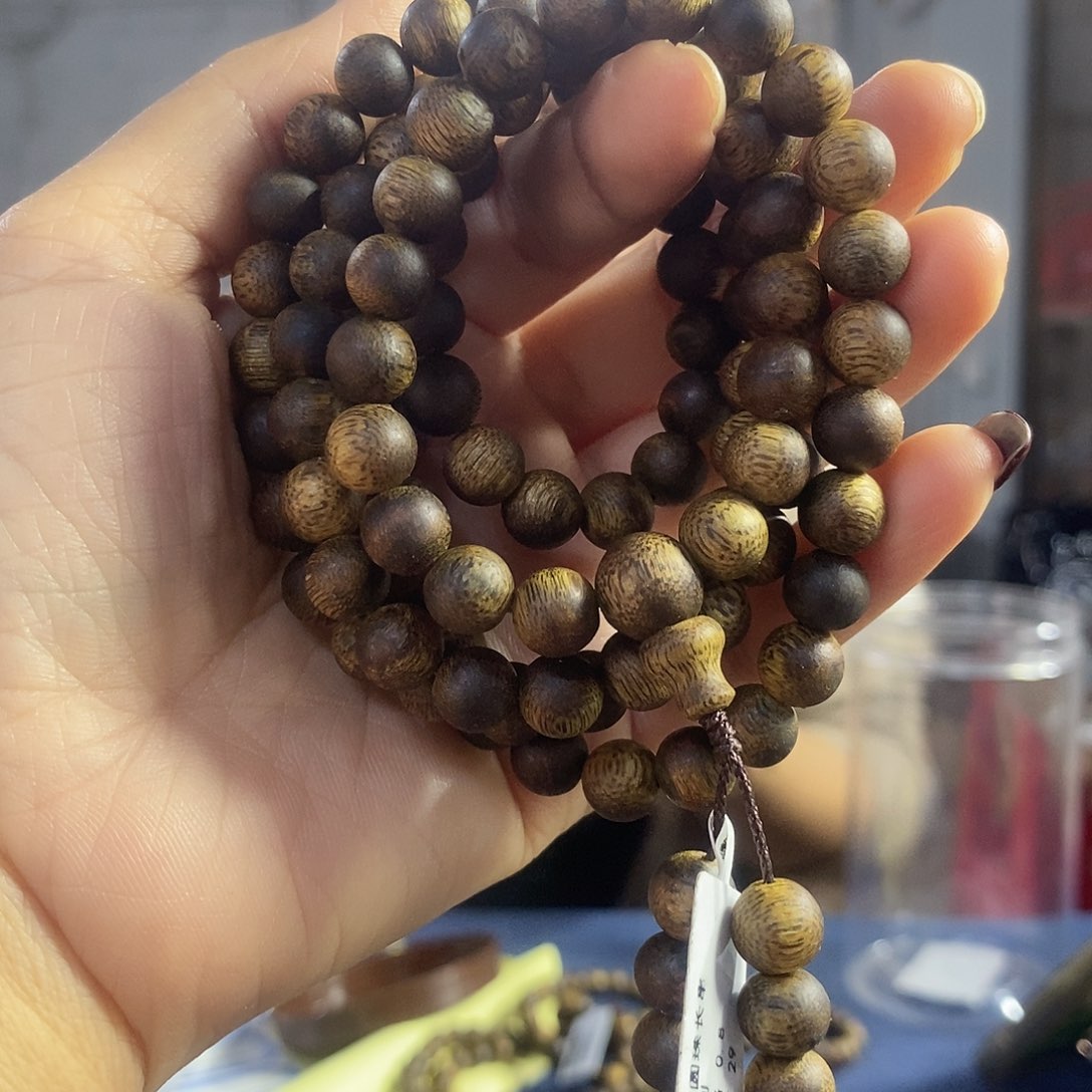 沉香手串棋楠金沙叶圆珠长串0.8/29克+多样性发一